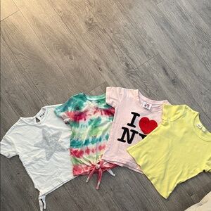 DKNY Kids Short Sleeve Tee Set - White, Tie-Dye, Pink, Yellow 2new only washed